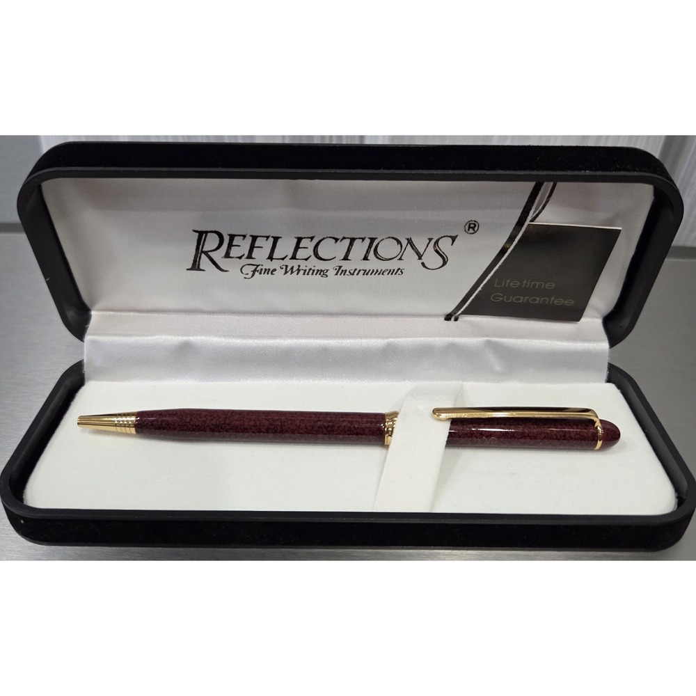 Vintage Reflections Fine Writing Instruments Brown Pen In Case with initials VC